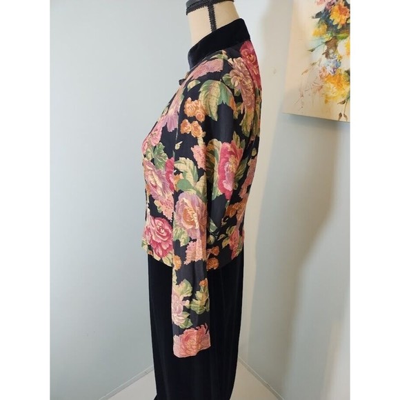 Coldwater Creek Womens Black Velvet Dress Floral Jacket size 6 Long Buttons 2 pc - Picture 6 of 16